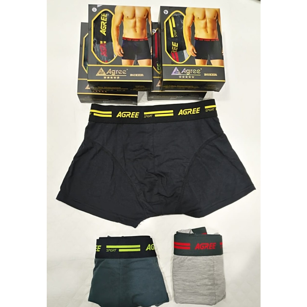 (1box isi 2pcs) Celana Dalam / Boxer Pria AGREE 6605 | isi 2pcs sempak boxer segi empat agree