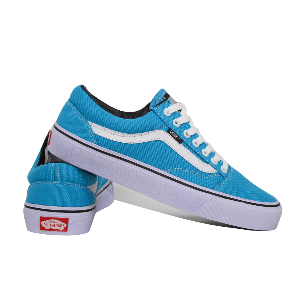 Sepatu vans old skool pria biru turkis sneakers kanvas wanita DT Gaya Keren