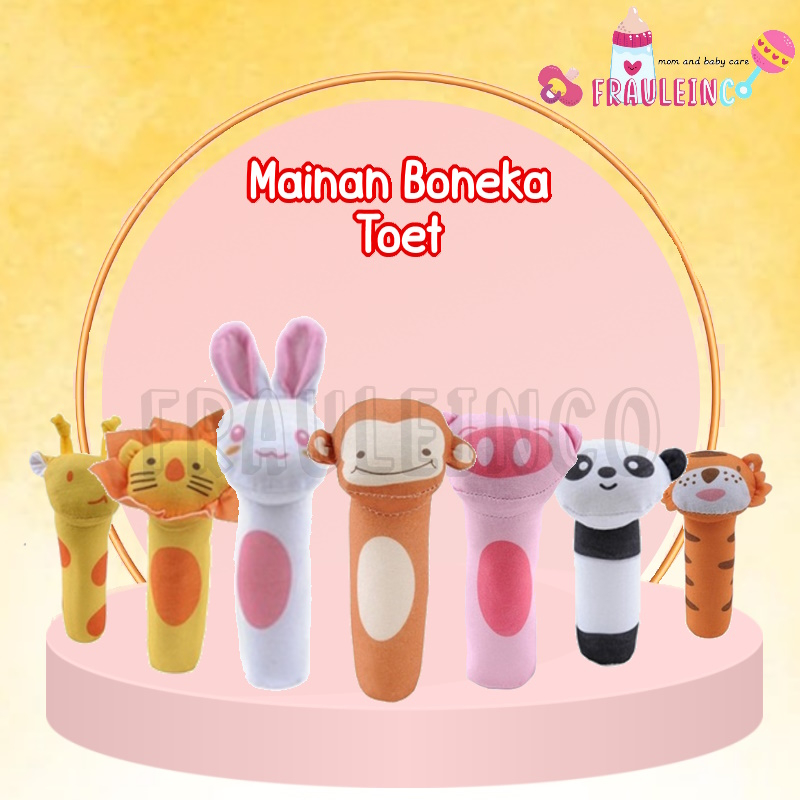 *FRAULEINCO* Mainan Boneka Tangan Bayi Bunyi Toet / Baby Hand Rattle Toy Stick / Boneka Genggam Bayi