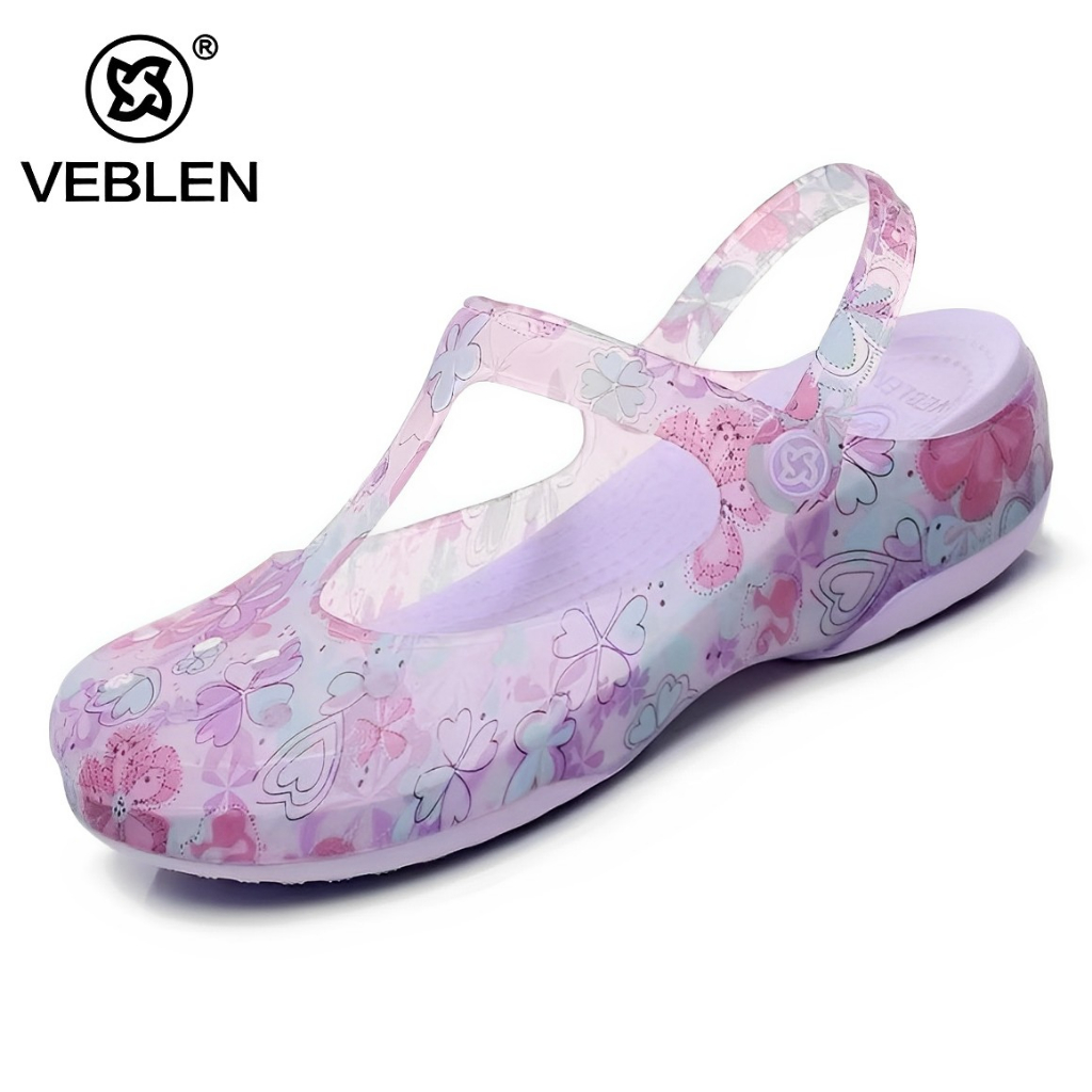 Sandal Fashion Wanita Veblen Maryjane Motif Bunga Besar Sandal Slip On Wanita Veblen Motif