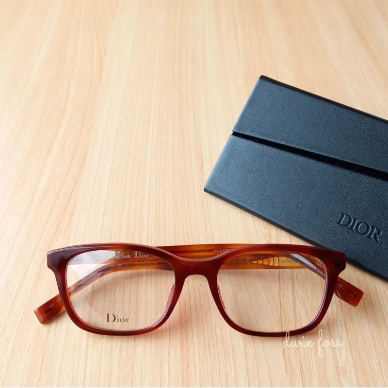Kacamata Dior Etoile 2 65T 145 Rectangular Brown Havana Eyeglasses Original