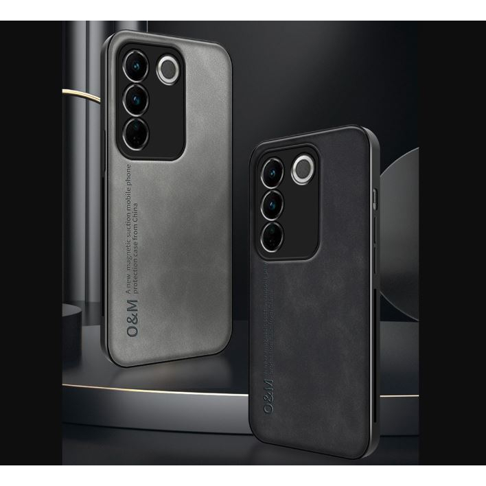 Case Vivo V27e Leather Magnetic Suede Casing Tekstur Kulit Domba Halus Hybrid Camera Protect