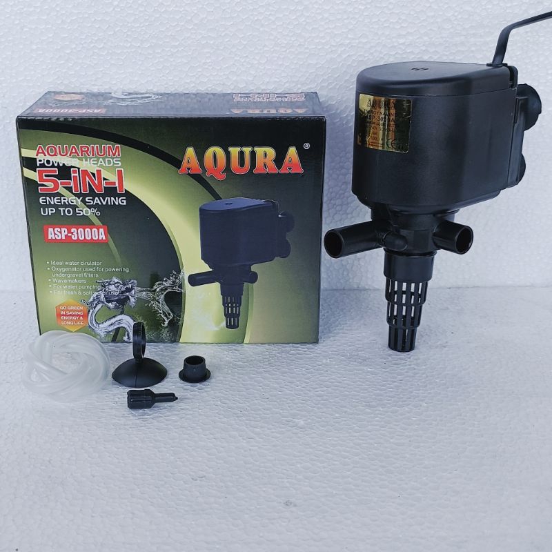 AQURA ASP 3000 A Mesin pompa celup aquarium ph power heads submersible waterpump akuarium water pump 2000 lph keatas