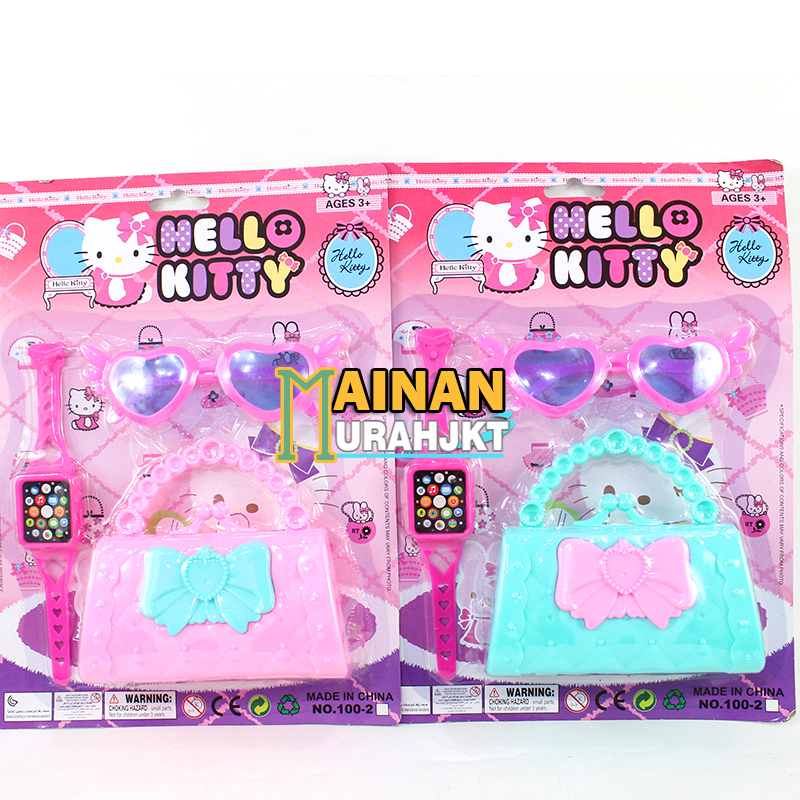 MAINANKEI MAINAN ANAK MURAH TAS KACAMATA HELLO KITY NO.100-2 MAINAN ANAK MURAH TAS JAM TANGAN HELLO KITY