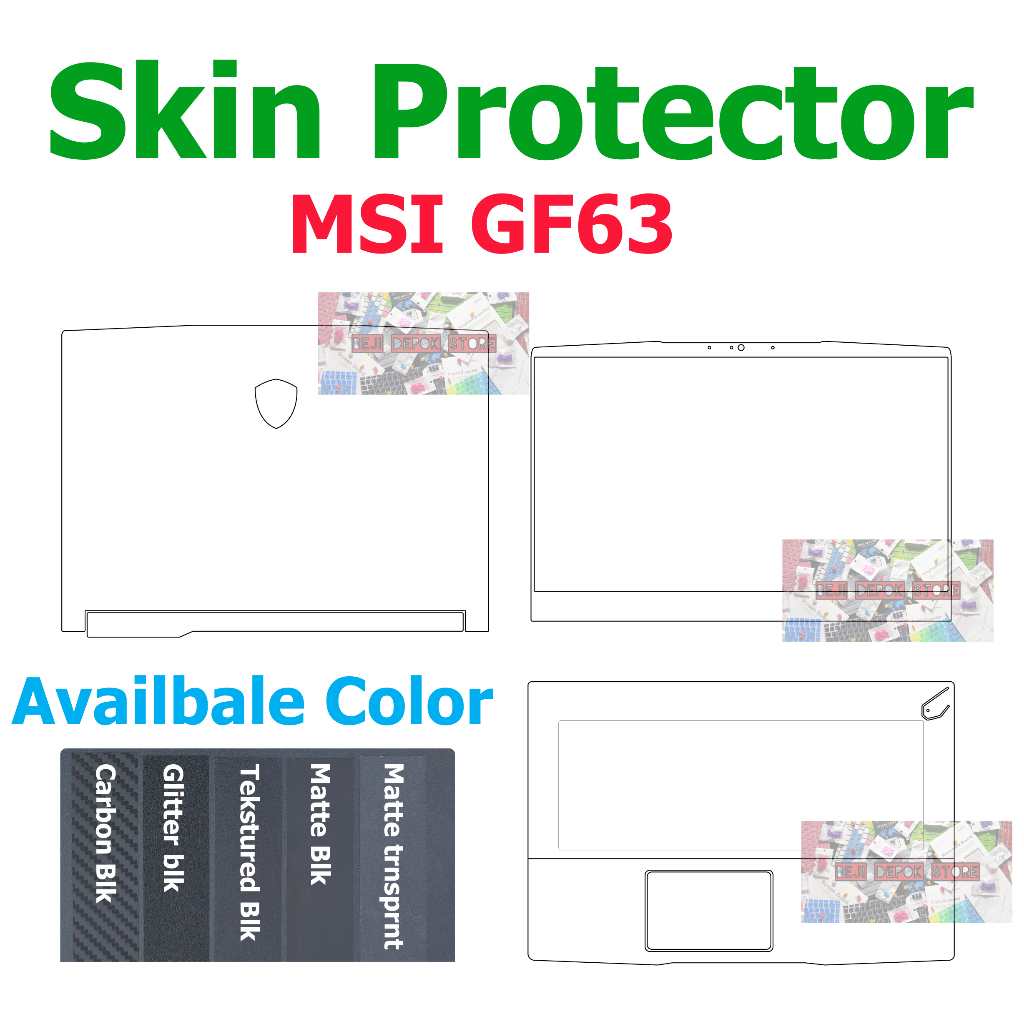 MSI GF63 Skin Guard Protector Palmrest carbon black Matte transparan