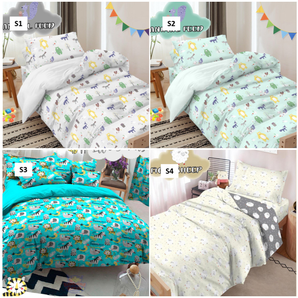 Sprei Katun ORIGINAL anti geser PREMIUM STAR ESRA - Motif Anak Karakter SPREI ANIMAL