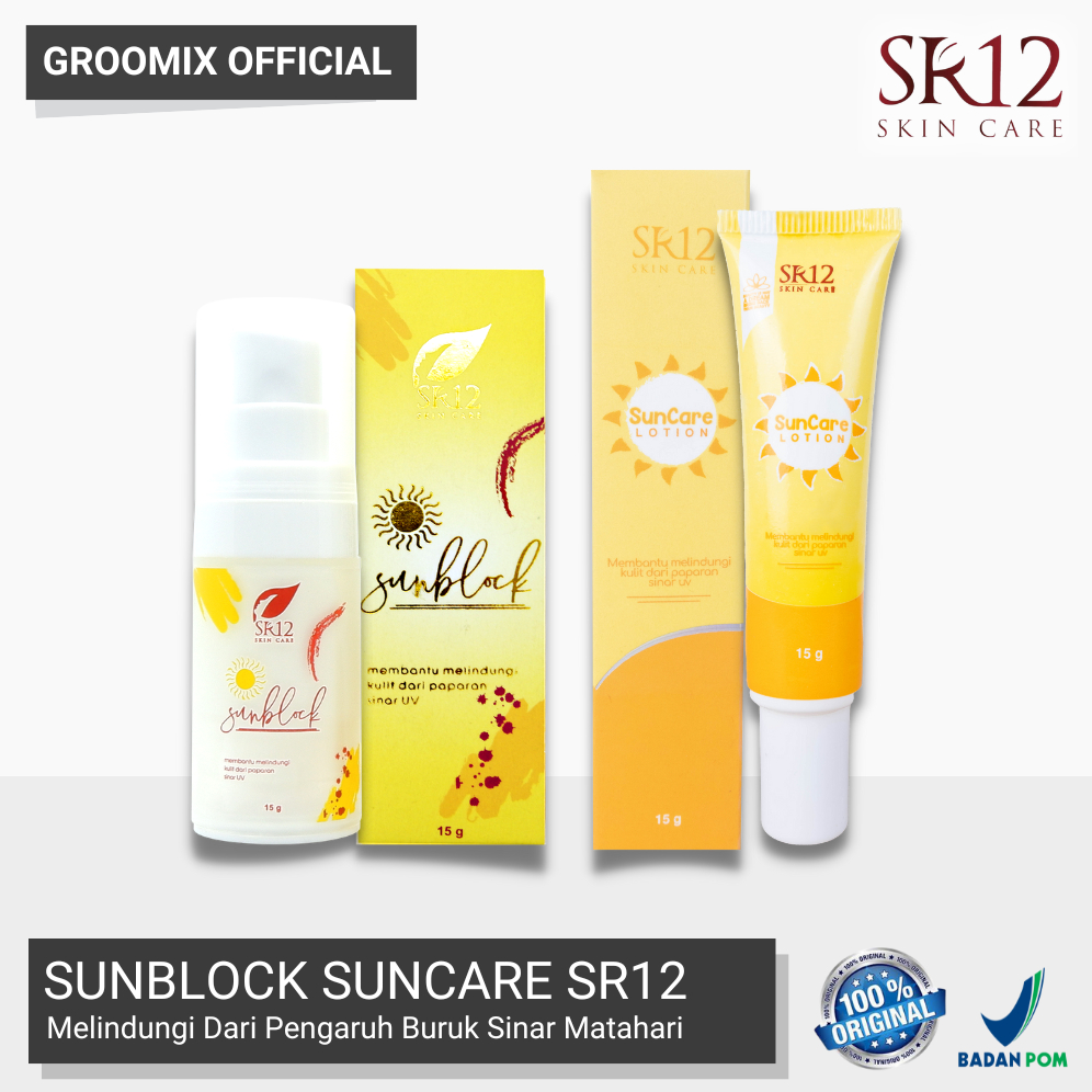 SR12 Sunscreen &amp; Sunblok Wajah SPF 30 Suncare Lotion SR12 Perawatan Wajah Anti UVA UVB Melindungi Kulit dari Sinar UV BPOM Original