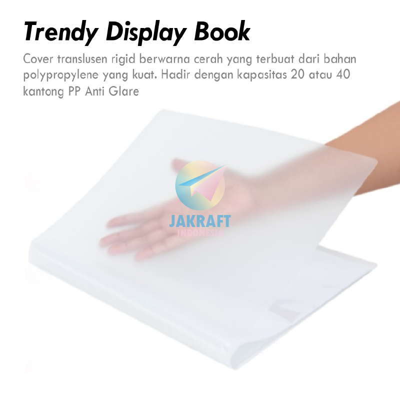 

(1 Pcs) Map Trendy Display Book F4 BANTEX 3395 Clear 08 Folio isi 40 PP Pocket Clear Holder Bening Transparan Document Keeper FC