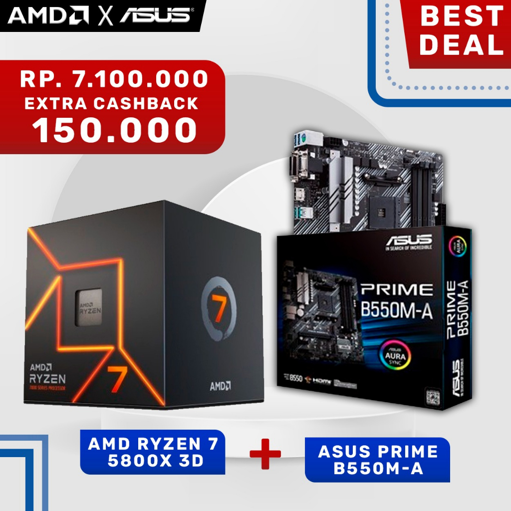 Paket Hemat Ryzen 7 5800X 3D + Asus Prime B550M-A