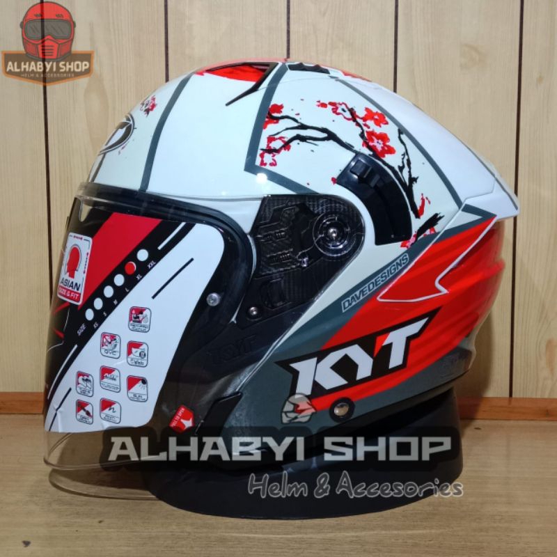HELM KYT NFJ MOTIF XAVI SAKURA | HALF FACE DOUBLE VISOR | SNI & DOT