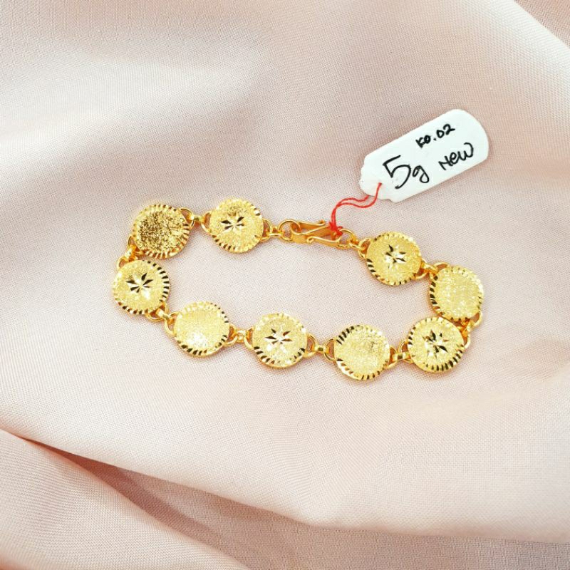 Gelang koin ukir emas asli kadar 300