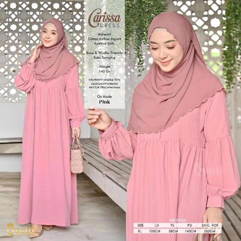 Gamis Dress Wanita Muslim Katun Busui Original Quail Hijab CARISSA