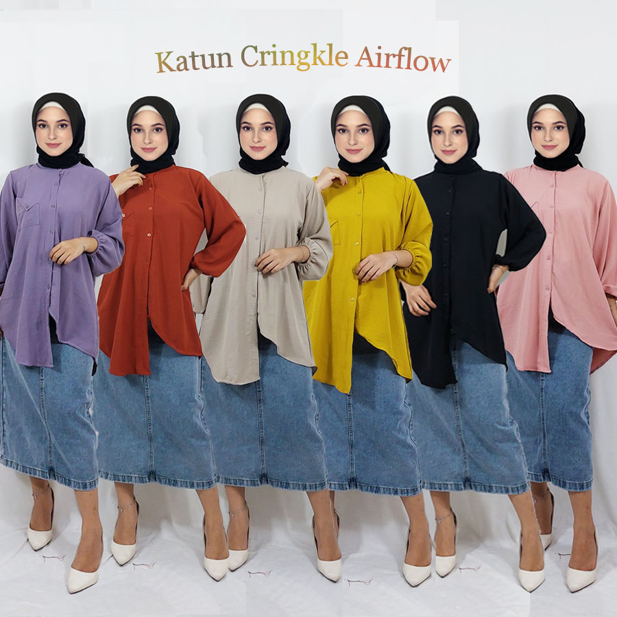 TUNIK BARU KATUN CRINKLE AIRFLOW ASYMETRIS PREMIUM WANITA GL FASHION
