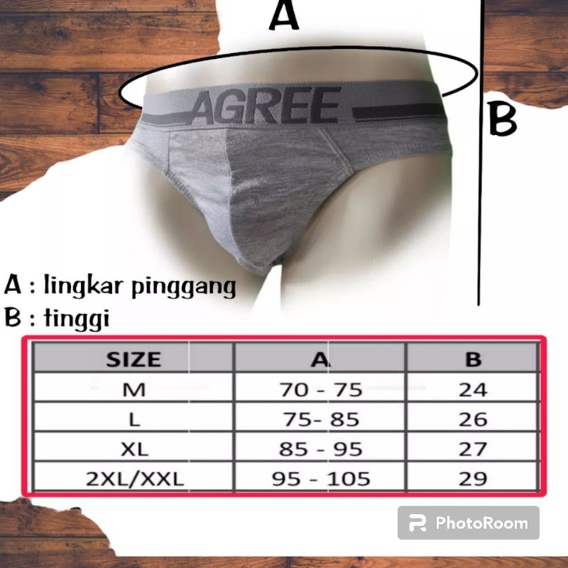 AGREE 2323 | CD Pria Karet Luar | Celana Dalam Cowok Perkotak isi 3pcs | Pakaian Dalam