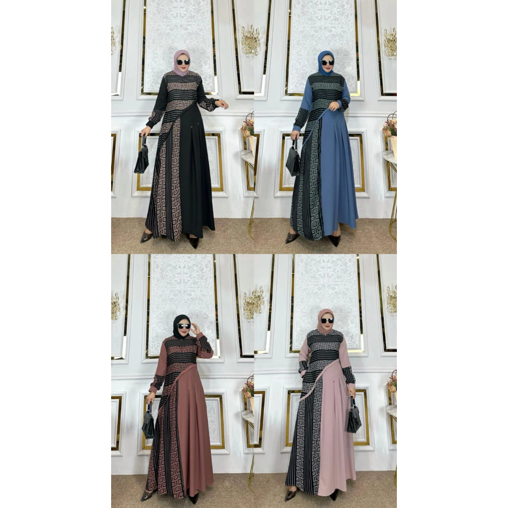 SHANUM ADHA DRESS ITYCREPE ORI BY MUMTAZ VIOLA GAMIS WANITA MEWAH FASHION MUSLIMAH CASUAL