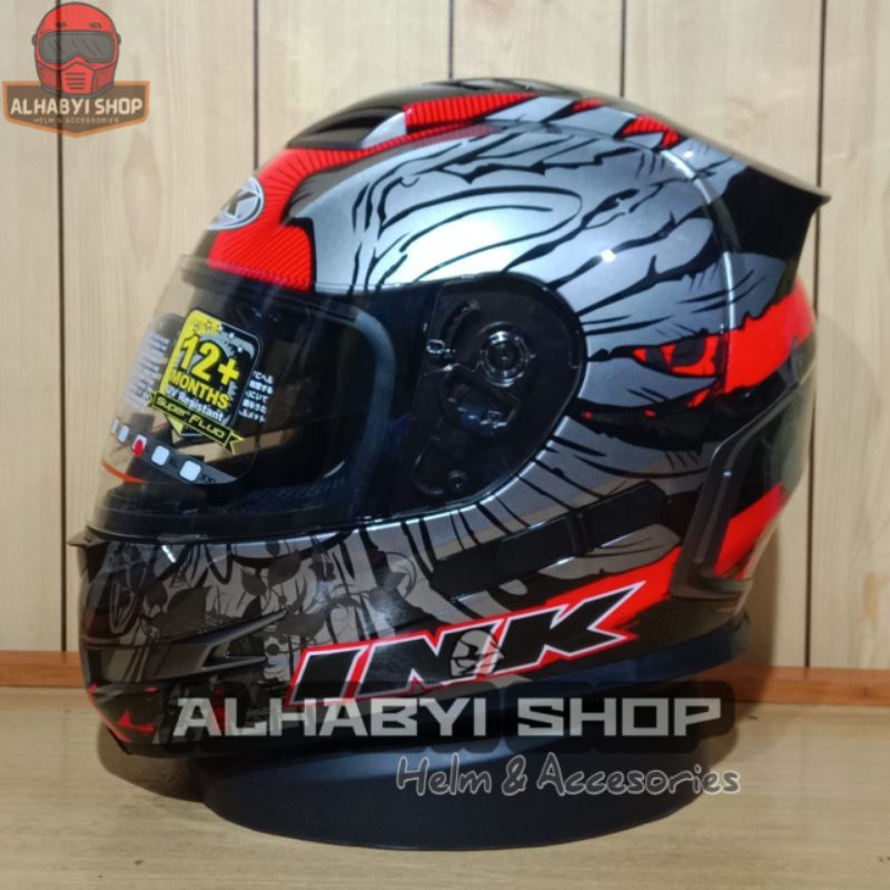 HELM INK STEALTH MOTIF WING | FULL FACE DOUBLE VISOR | SNI & DOT