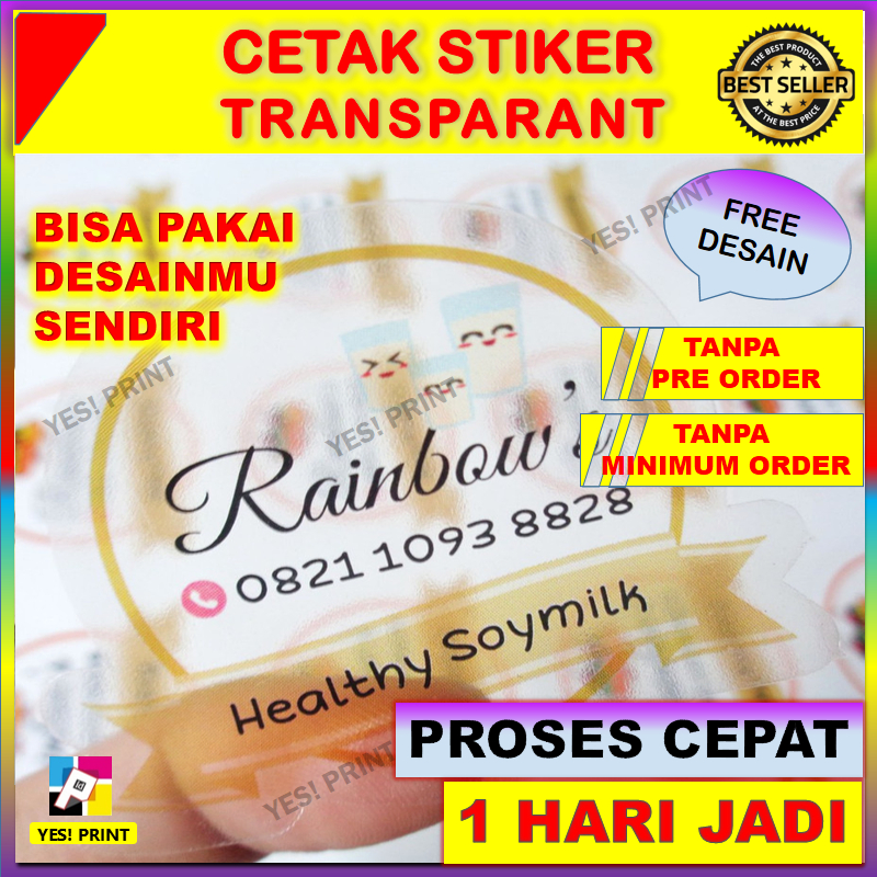 

Cetak Stiker A3+ Print + Cutting Stiker Vynil / Transparan Model Bebas. Stiker Produk Label kemasan