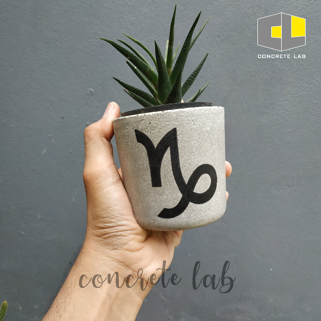 (Concrete Lab) Pot Kaktus - Succulent Estetik Zodiac Series - Capricorn - Cover Pot/ Pot Kaktus Mini