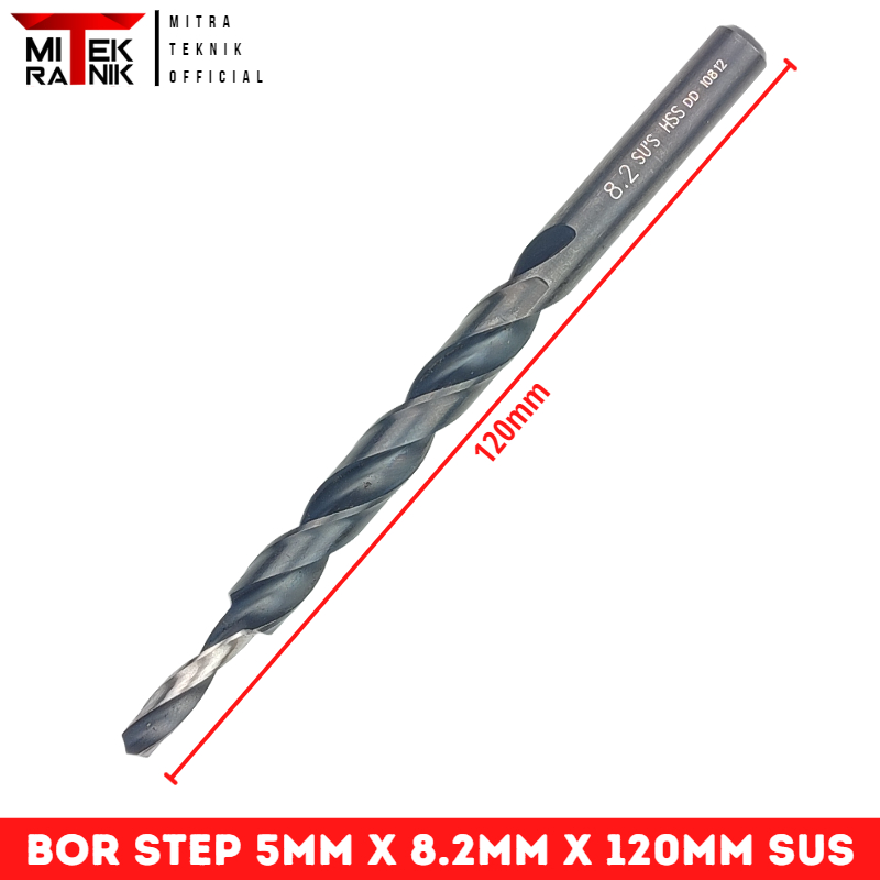 Mata Bor Step 5mmx  8.2mm Panjang 120mm Bor Besi HSS SUS