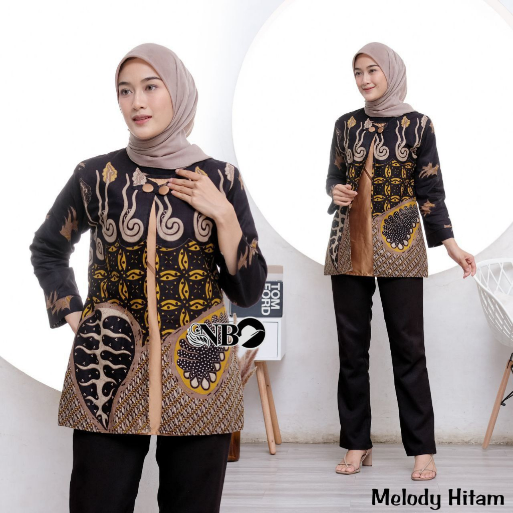 Baju Batik Wanita Modern Atasan Blouse Batik Kerja Kantor Wanita