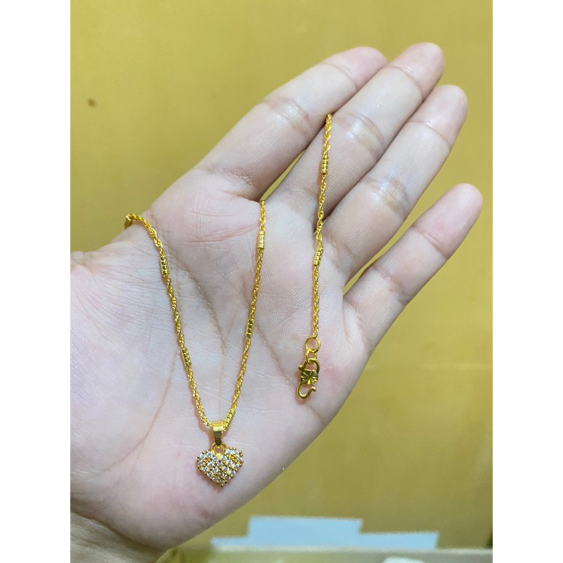 Kalung rantai terbaru lapis emas 24k / love permata kecil