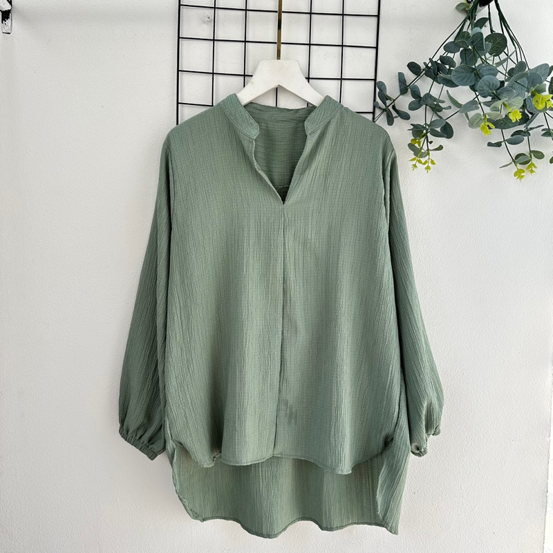 kemeja Wanita Lengan Panjang Bahan Ladycrush Import / Atasan Wanita basic Kode 143