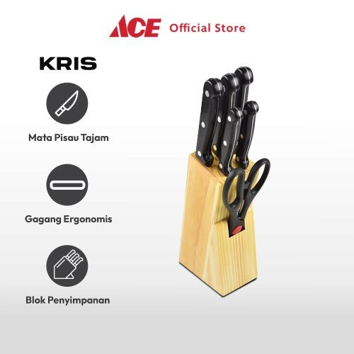 Kris Set 7 Pcs Pisau Gunting Dapur Serbaguna Kitchen Knife Block Set