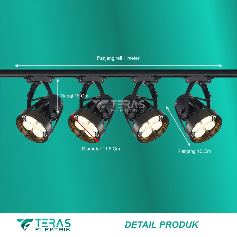 Lampu sorot rel 35 Watt industrial konsep tracklight satu set