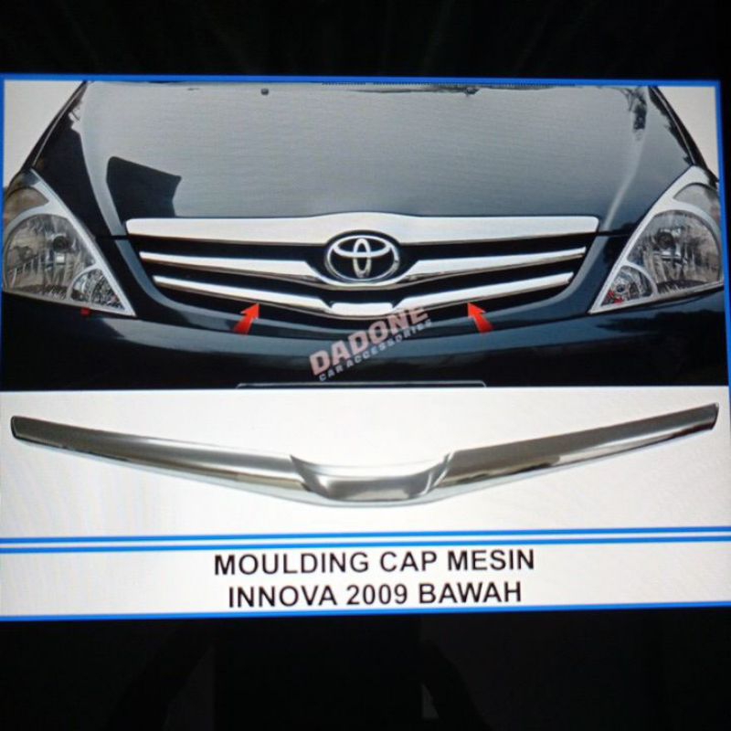 lis gril grille bumper depan toyota inova innova 2009 2010 2011 bagian atas tengah bawah chrome crome tempel