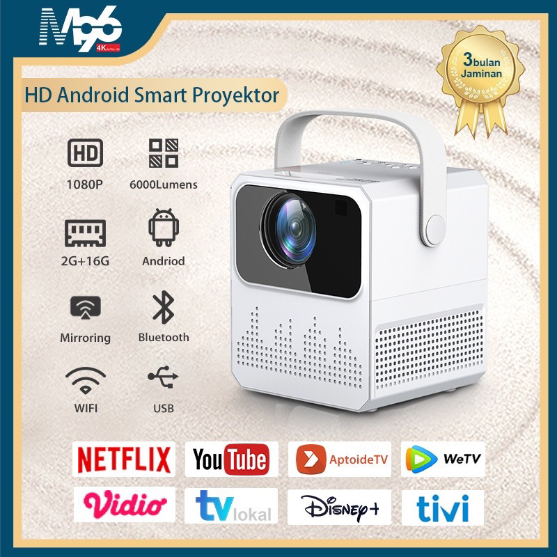 (PRELOVED) M96 Android Proyektor TV T2mini 6000 Lumen 4K HD Bluetooth Smart Projector Android 9 2G+1