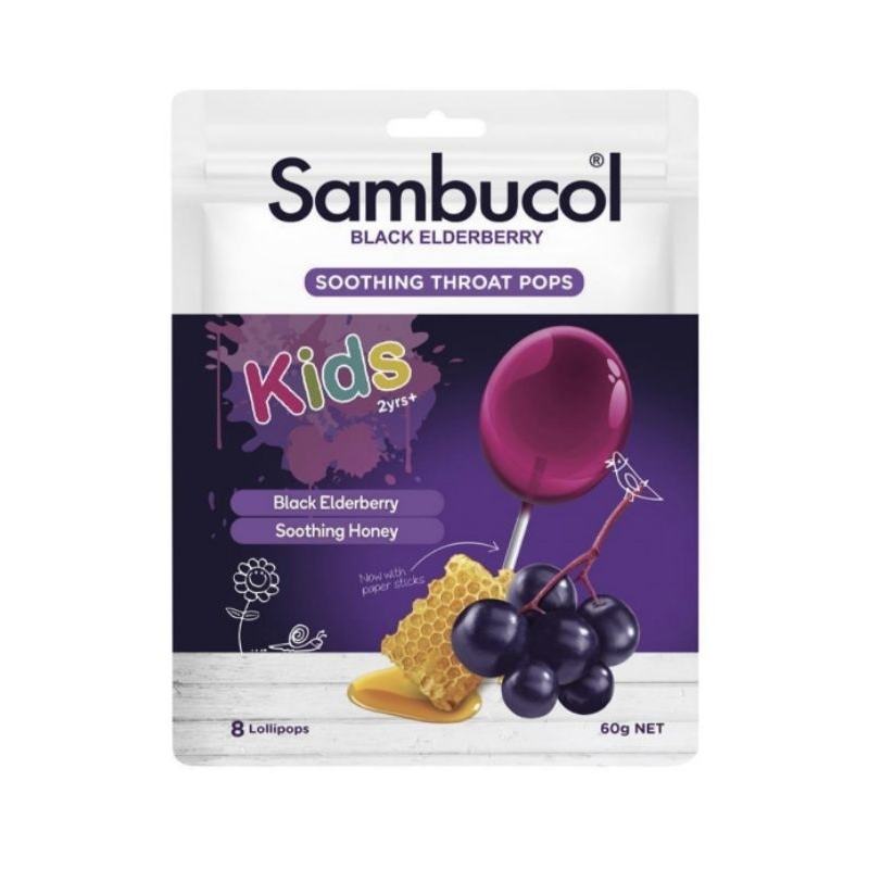 

Sambucol Kids Soothing Throat Lollipop Pops 8 packs Permen Tenggorokan Anak Lolipop