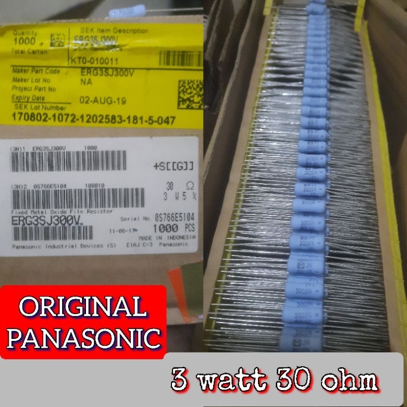 RESISTOR 3 WATT 30 OHM  RESISTOR PANASONIC 3 WATT 30 OHM  ORIGINAL PANASONIC