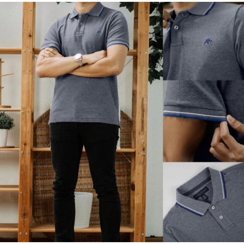 kerah polo Abu branded sisa expor branded A87