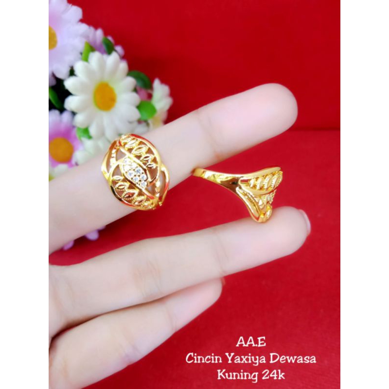 cincin daun 3 lapis emas 24k