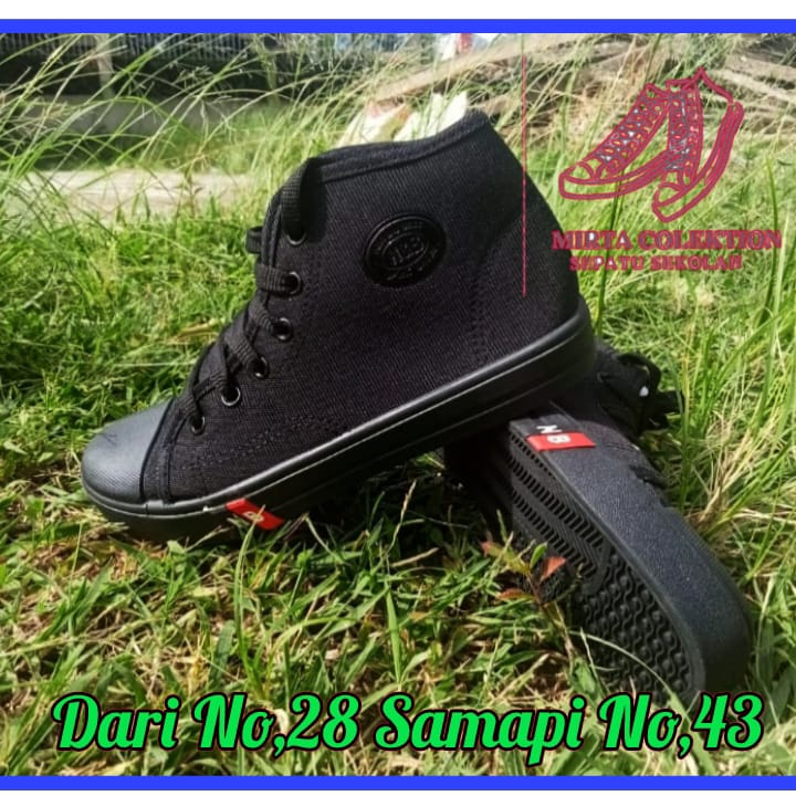 sepatu sekolah dan peramuka NB Hitam polos boot pria dan wanita SD,SMP,SMA.