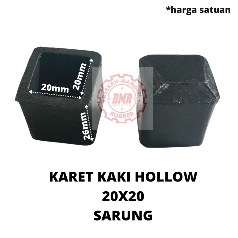 karet hollow 2x2 sarung/karet kaki kursi/karet kaki meja besi hollow