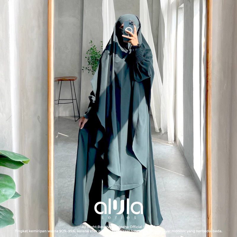 SALEEHA-Alula Series set Abaya+French Khimar warna xanadu