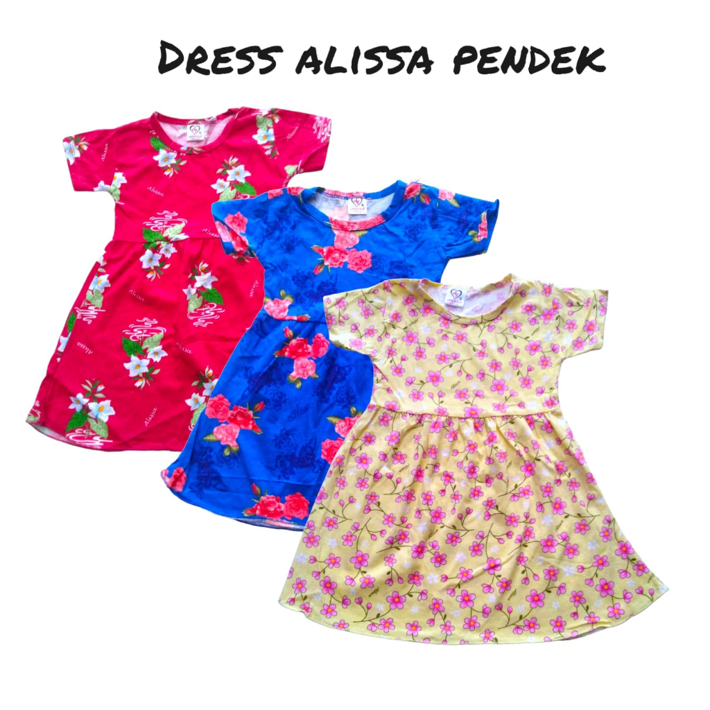 Alissa Baju Dress Anak Perempuan Lengan Pendek Harian