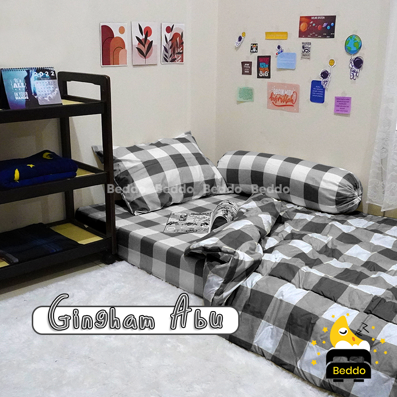 SPREI MOTIF AESTHETIC UKURAN 180x200 160x200 140x200 120x200 90x200 KOTAK HITAM PUTIH ABU BIRU