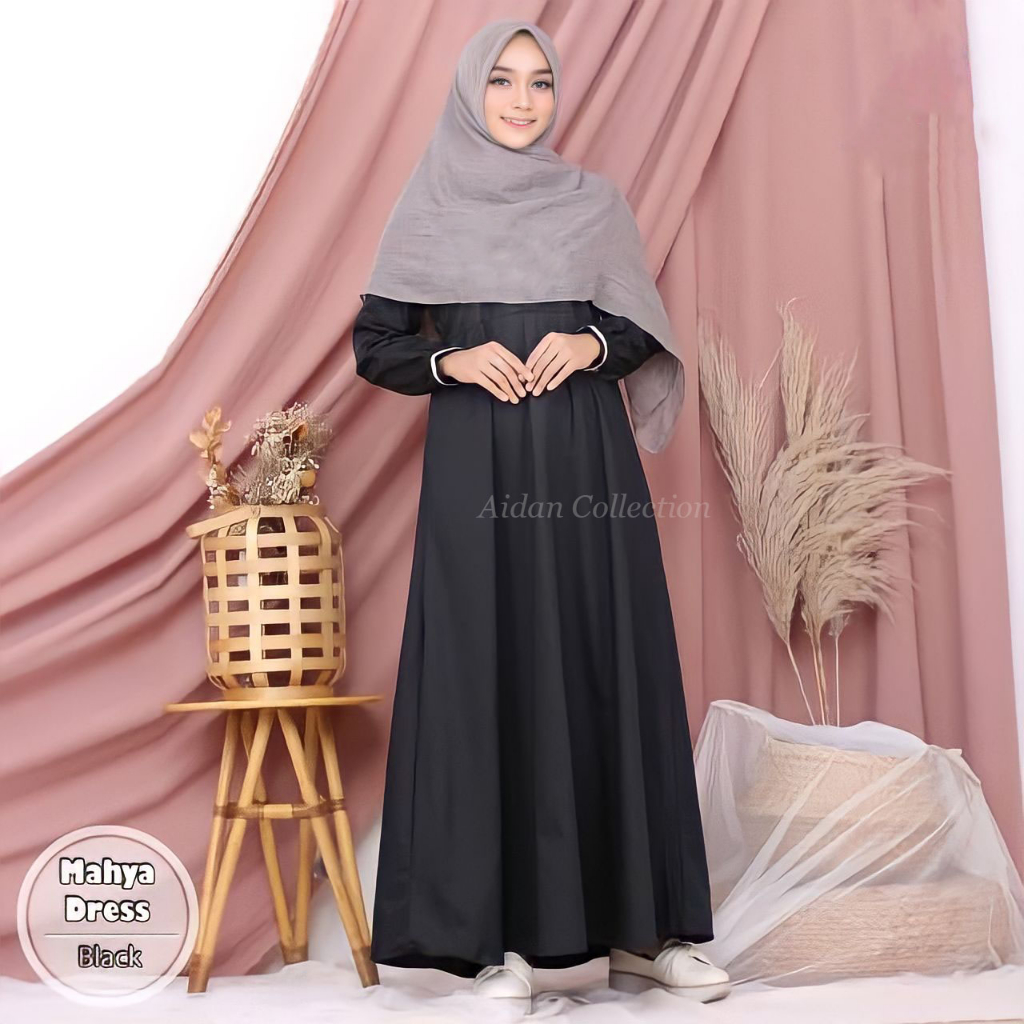 Gamis Katun Polos Toyobo Busui Friendly Lengan Renda Terbaru Original Kekinian