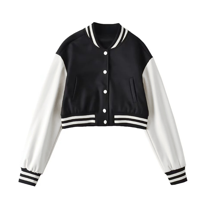 XIAOZHAINV Jaket Baseball Pendek Wanita Korean Style Lengan Panjang Crop Top 0798