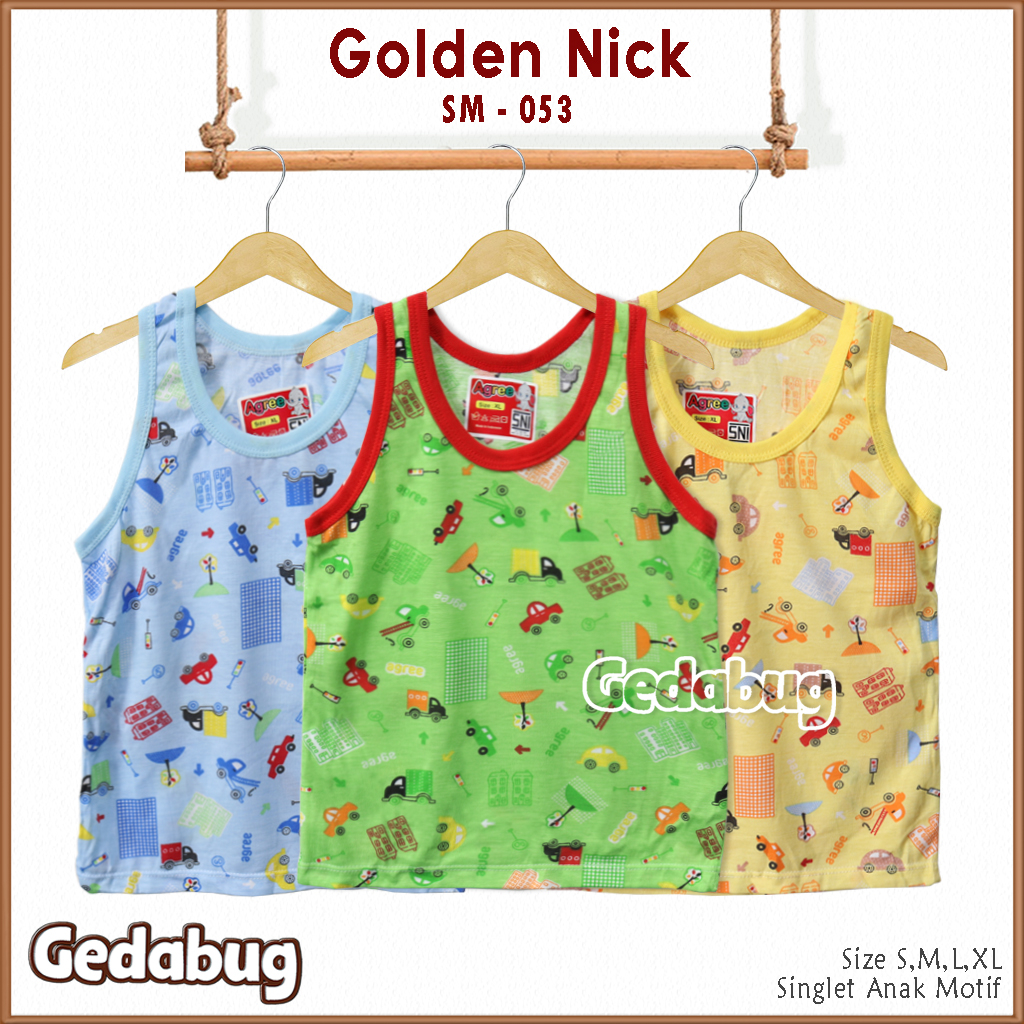 3 Pcs - Singlet Agree Kids SM-053 Metropolitan | Singlet Anak Motif Lucu dan Berkualitas | Gedabug