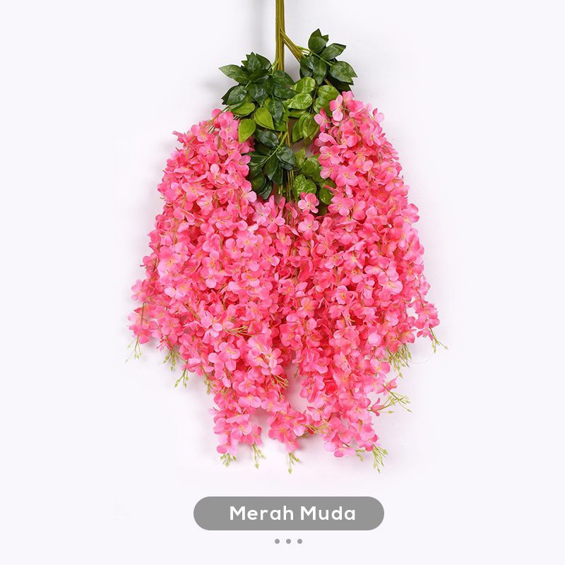 Bunga Grosir Jakarta 12pcs Wisteria Pink Jumbo Artificial Plastik Juntai Gantung Harga Lusinan