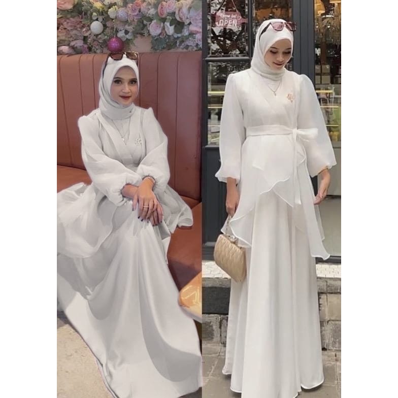 O2 Fashion / Maxi organza / gamis muslim model terbaru