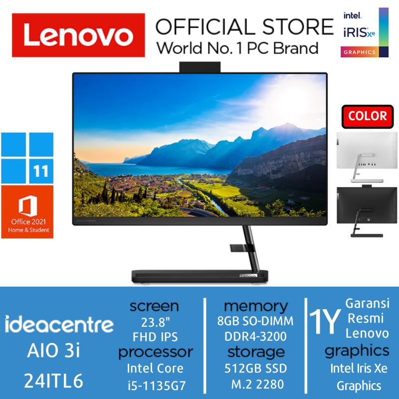 PC Lenovo IdeaCenter AIO 3 24ITL6 i5-1135G7 8GB 512GB 23.8" W11 OHS
