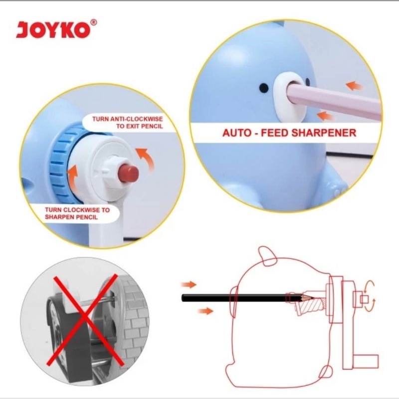 Sharpener Rautan JOYKO A-164CO / Serutan Putar / Serutan Pensil A164CO