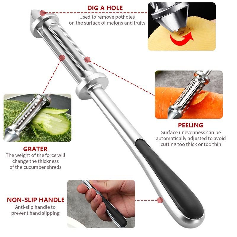 Peeler Knife 5in1 Stainless Steel Pisau Kupas Multifungsi / Pengupas Buah Sayur Alat Kupas Buah dan Sayuran