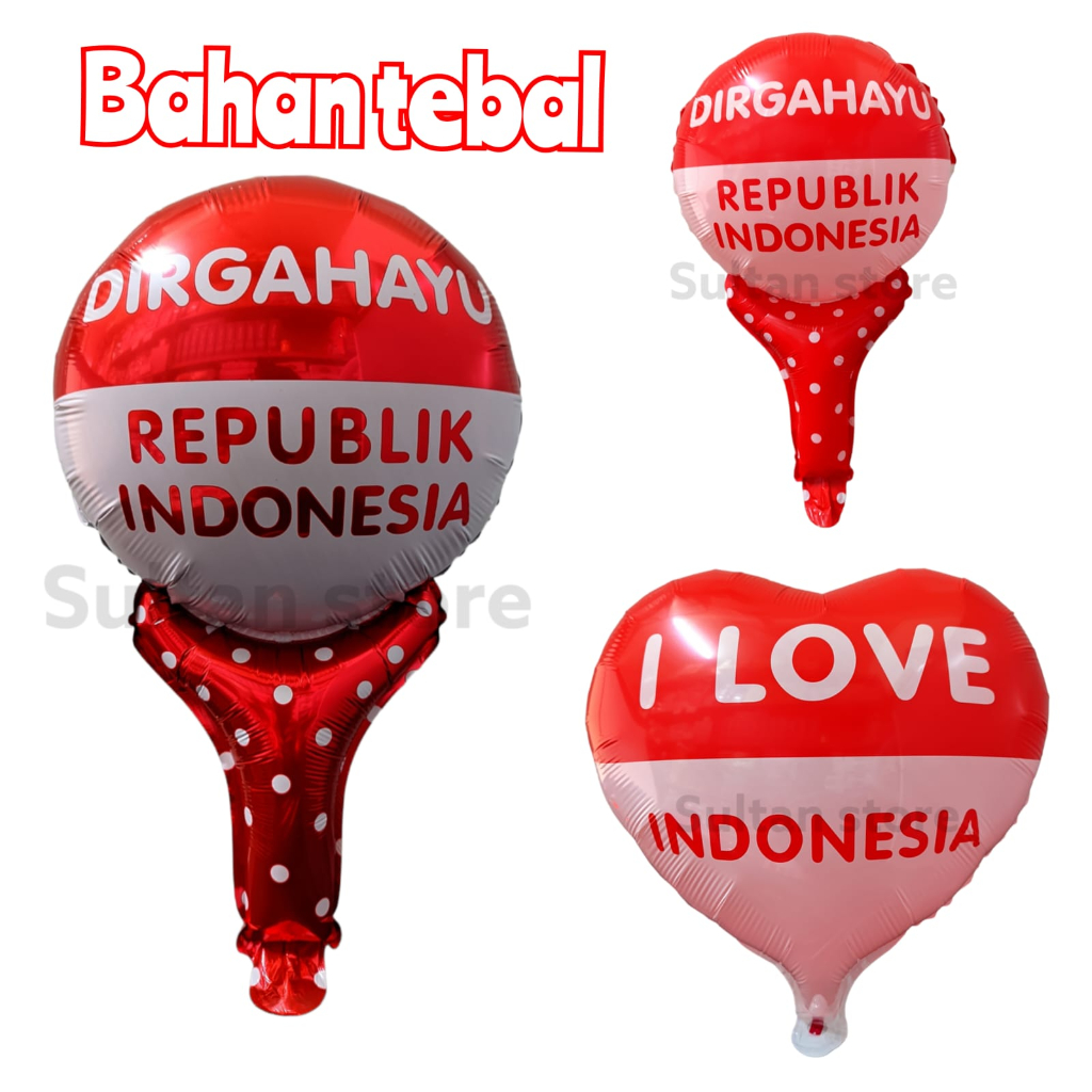 Balon PENTUNGAN Foil HUT RI balon tepuk merah putih 17 Agustusan TEBAL