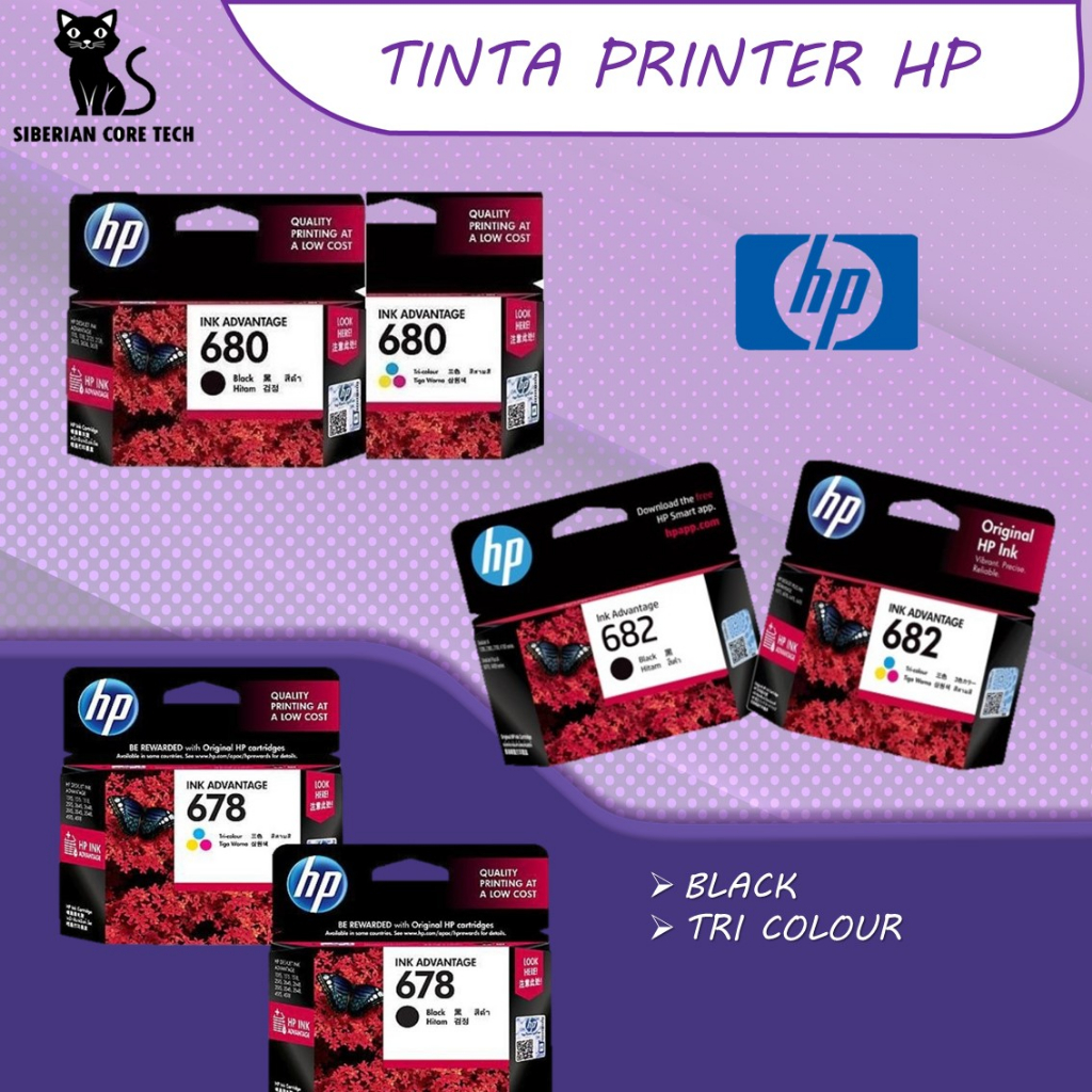 TINTA PRINTER HP | BLACK/TRI COLOUR | 678 | 680 | 682