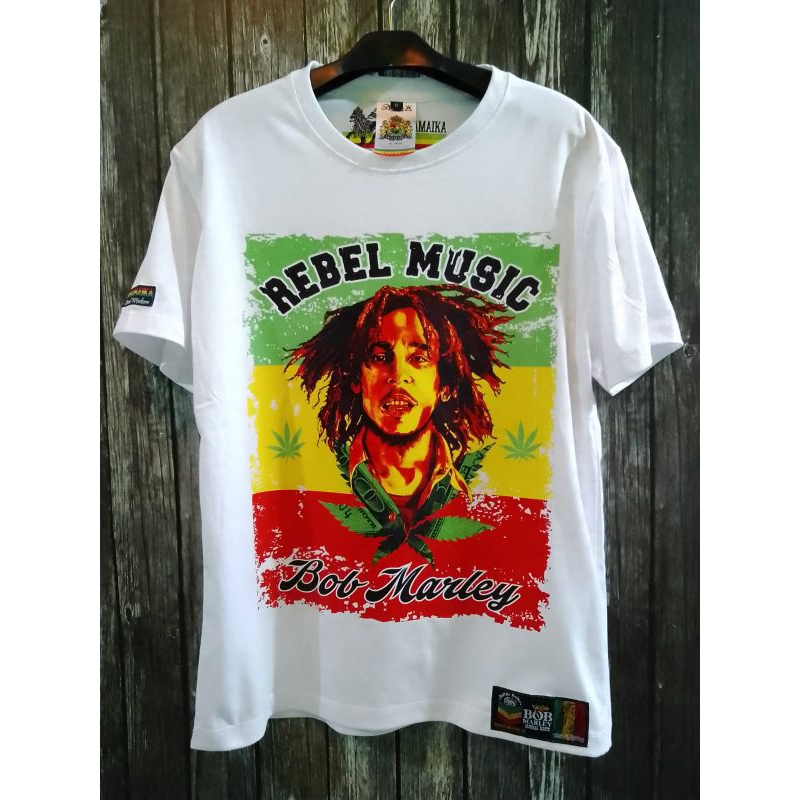 KAOS BOB MARLEY REBEL MUSIK PUTIH KATUN